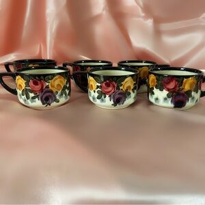 Antique hand painted ceramic mug set made in Germany set of 6 home decor cup